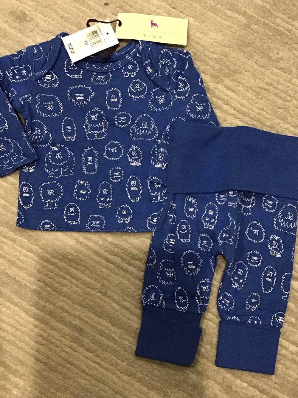 Stella McCartney Kids Royal Blue Monster Print Pajama Set